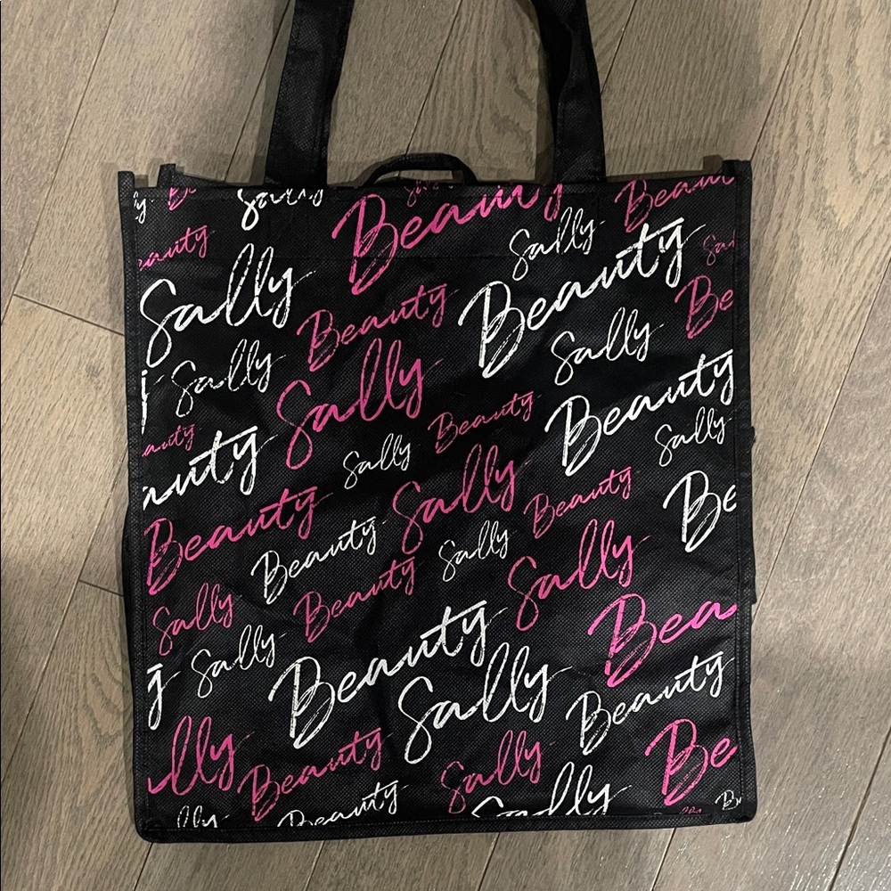 FREE WITH PURCHASE. Sally Beauty Black Tote with Pink and White Script
